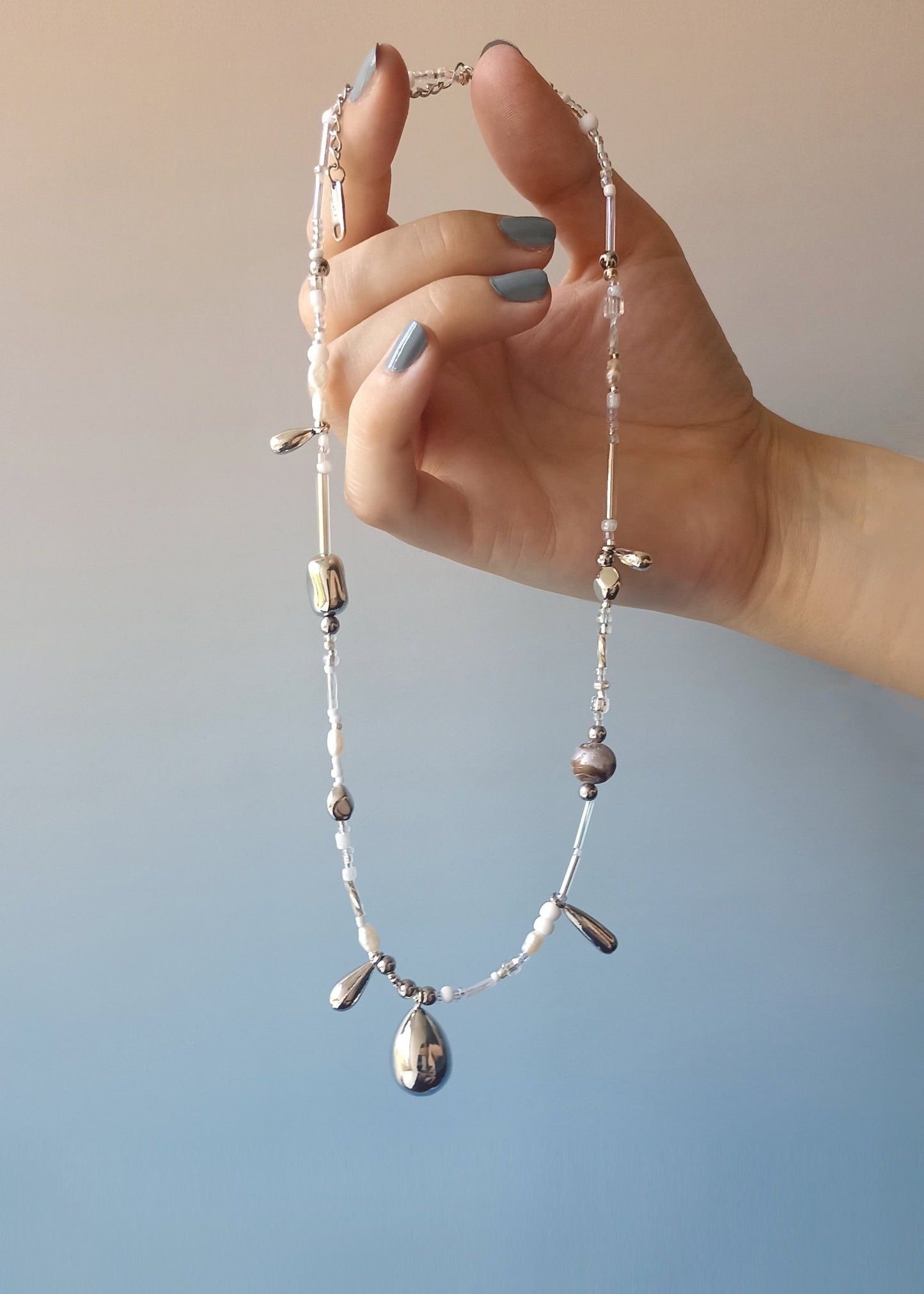 Silver drop necklace