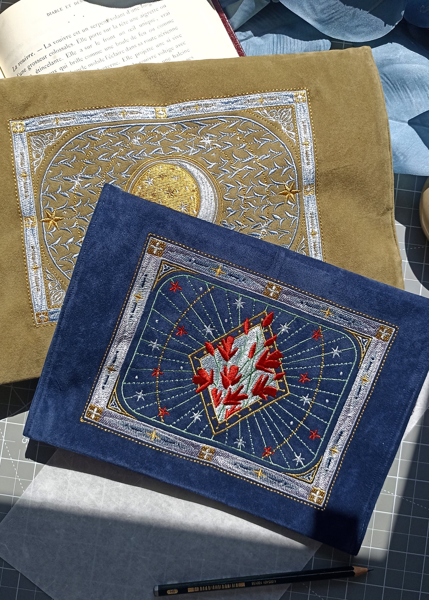 Pochette en velours B5 - Housse pour livres