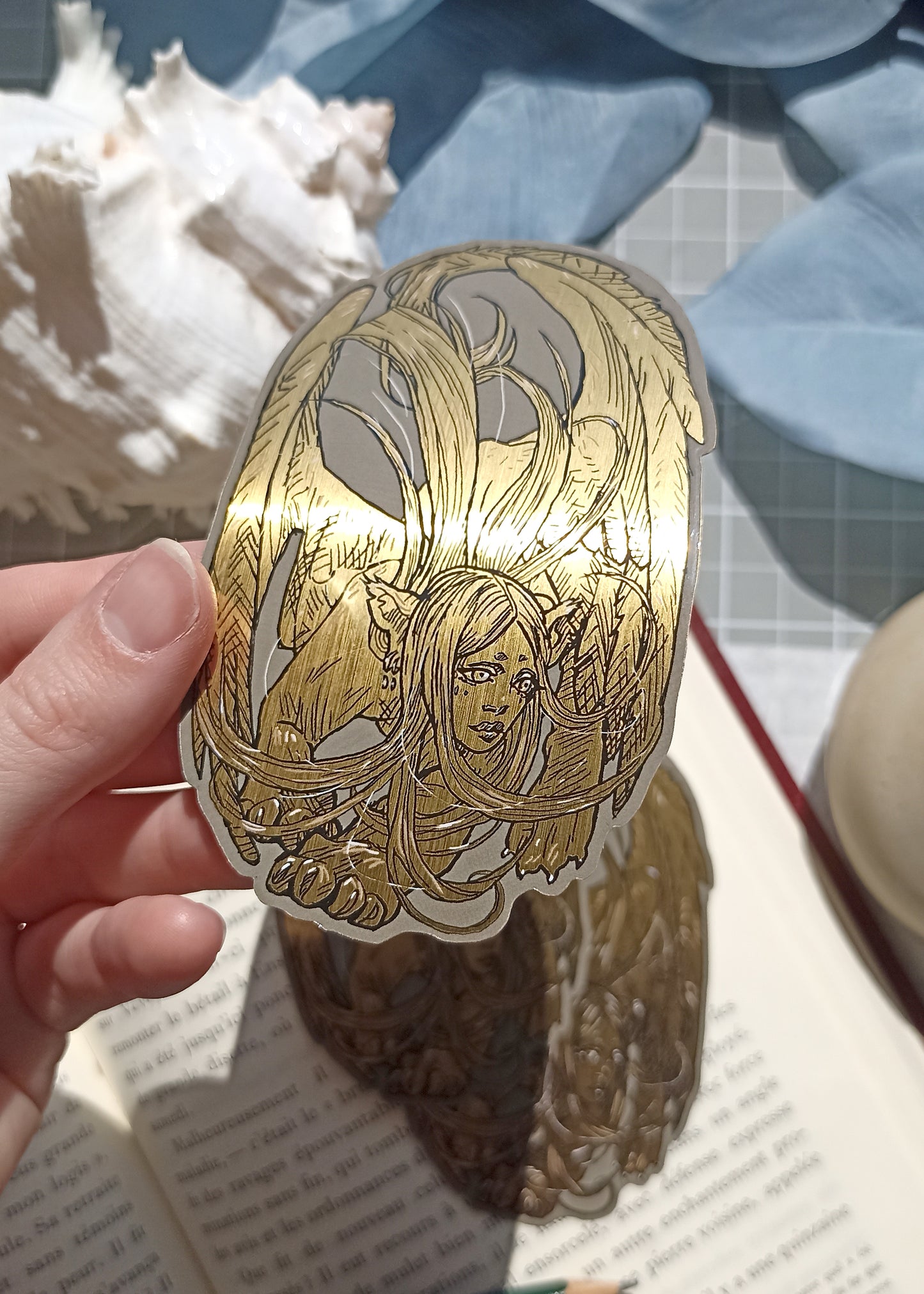 Sticker oval Sphynx d'or