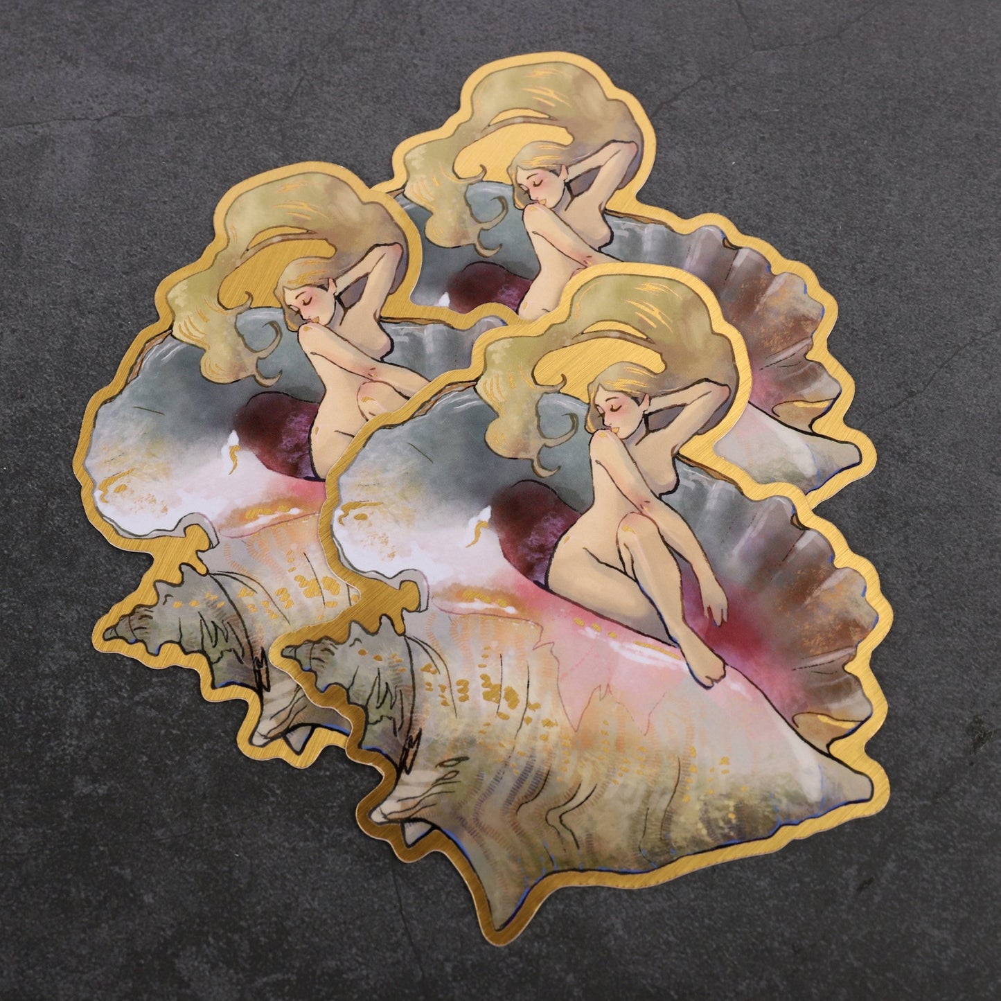 Gold Conch Vinyl Sticker