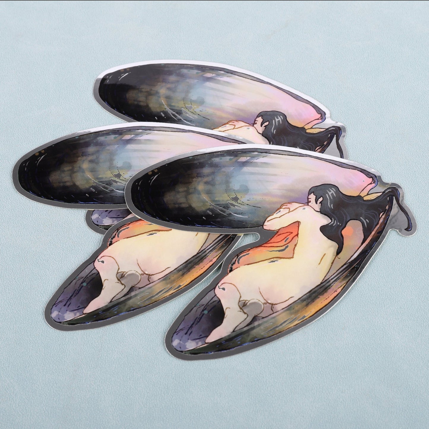 Silver mussel sticker