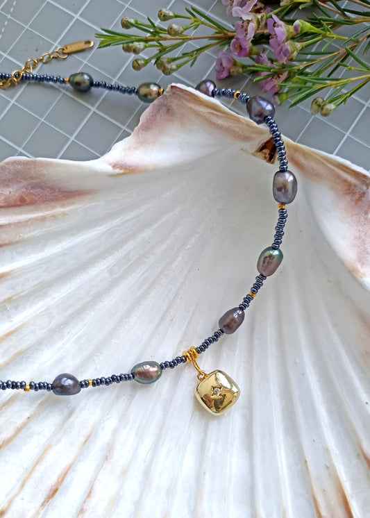Collier Perles Noires