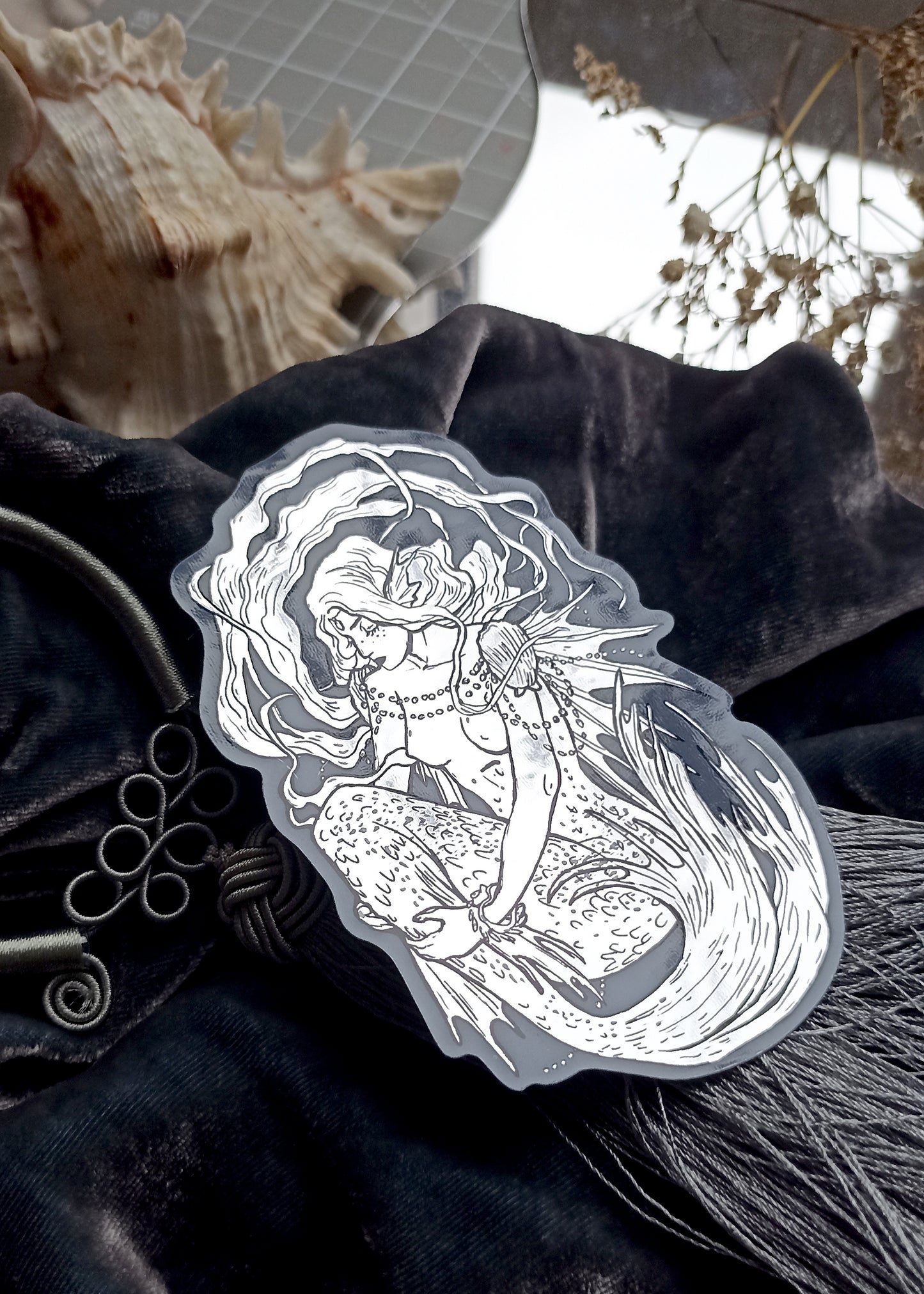 Silver mermaid sticker