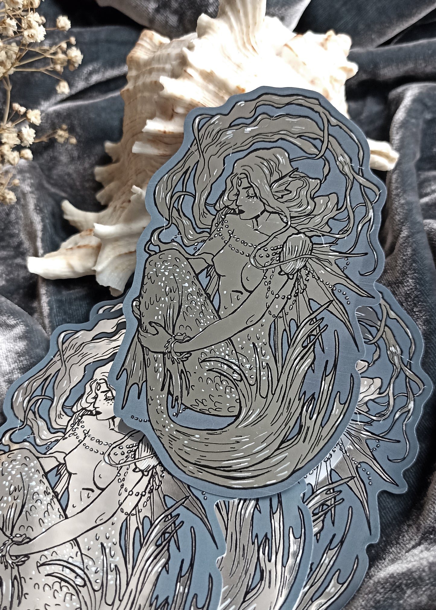 Silver mermaid sticker