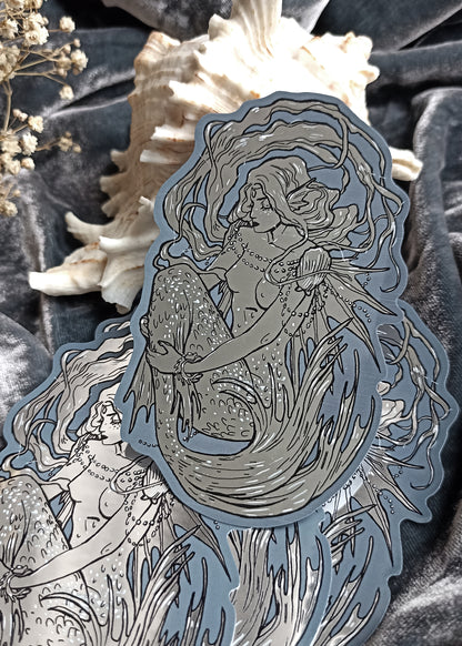 Silver mermaid sticker