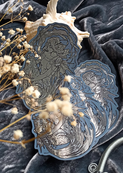 Silver mermaid sticker