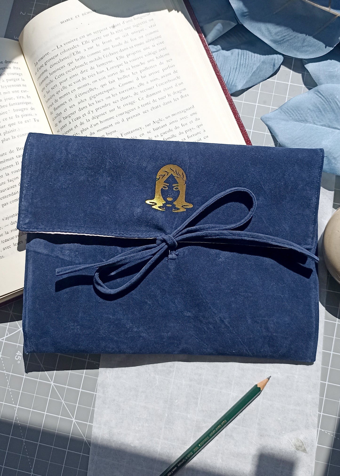 Pochette en velours B5 - Housse pour livres
