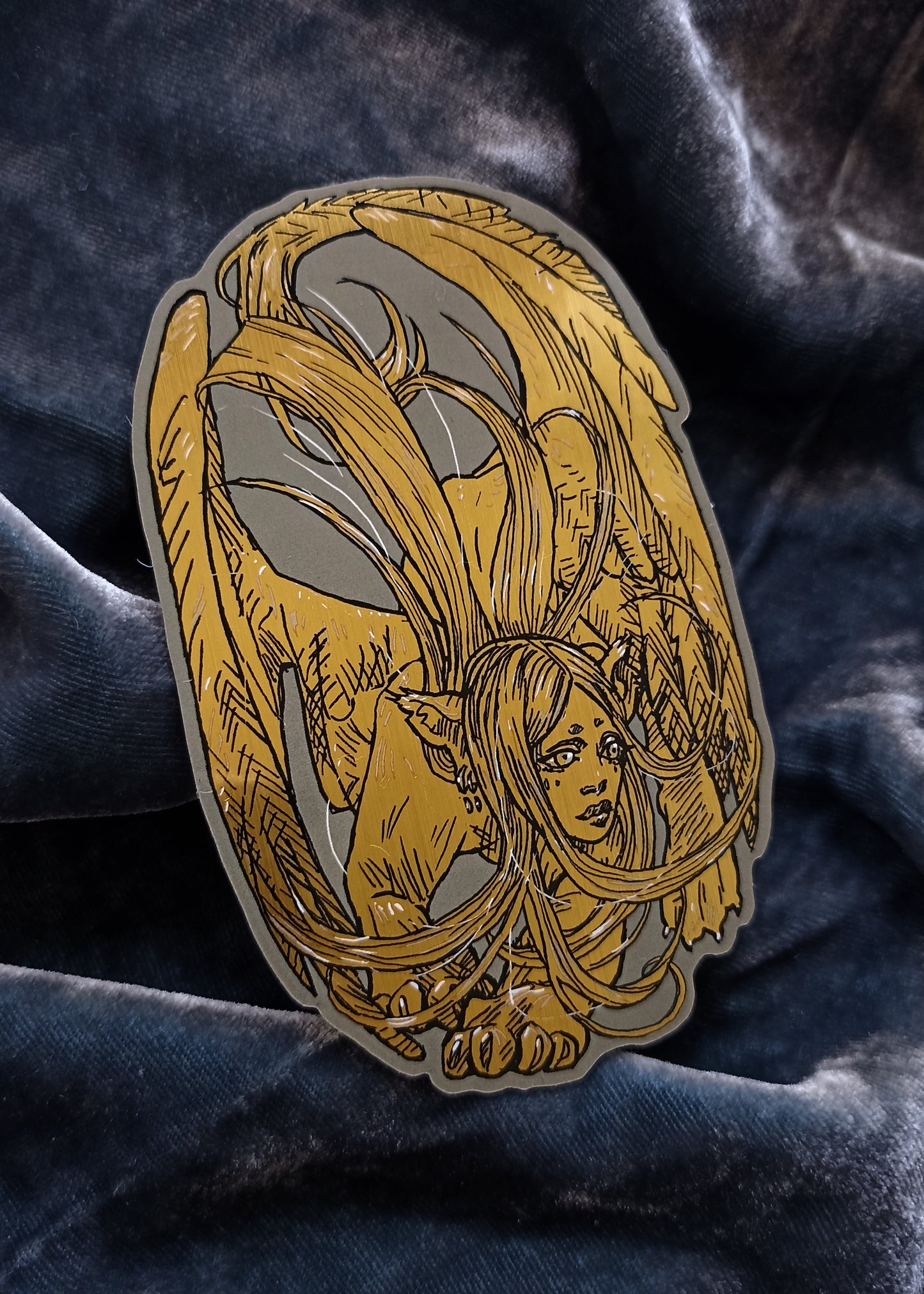 Sticker oval Sphynx d'or
