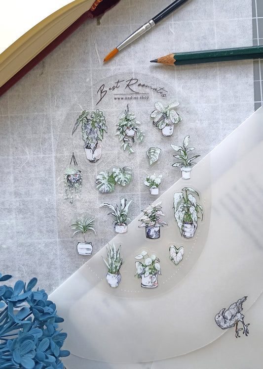 Transparent Sticker Sheet - House plants