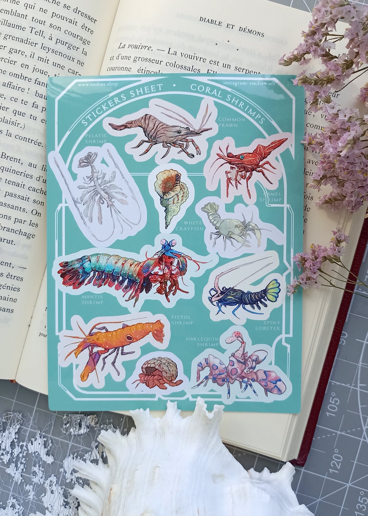 Stickers Sheet Coral Shrimps