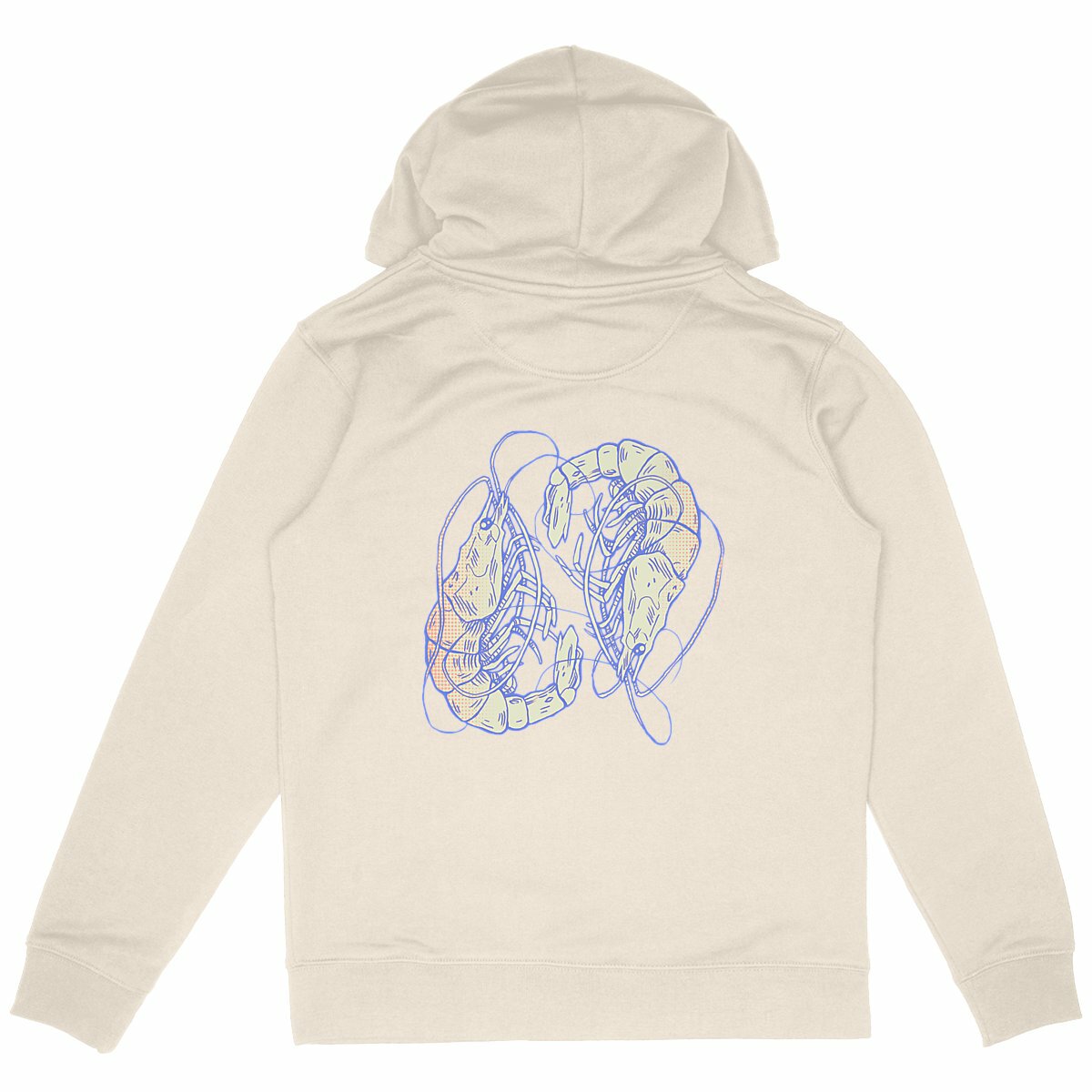 Thick Unisexe Hoodie - Cursive Shrimps - dos_ivoire
